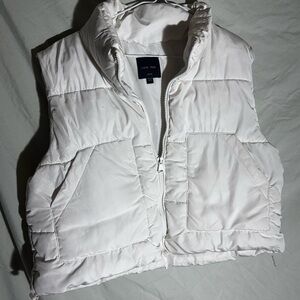 Love Tree White Quilted Puffer Vest - Sleeveless Zip Front